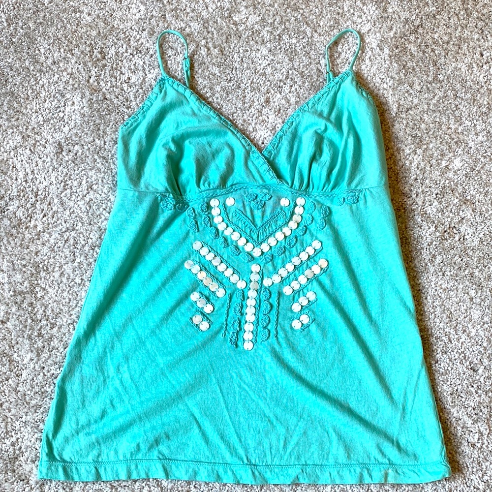 BCBGMaxAzria Y2K beaded embroidered tank. XS